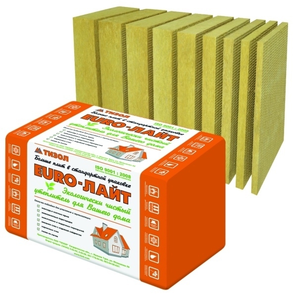 Утеплитель Тизол Евро-Вент Н 45 1000х600х50 мм, 15 шт. уп